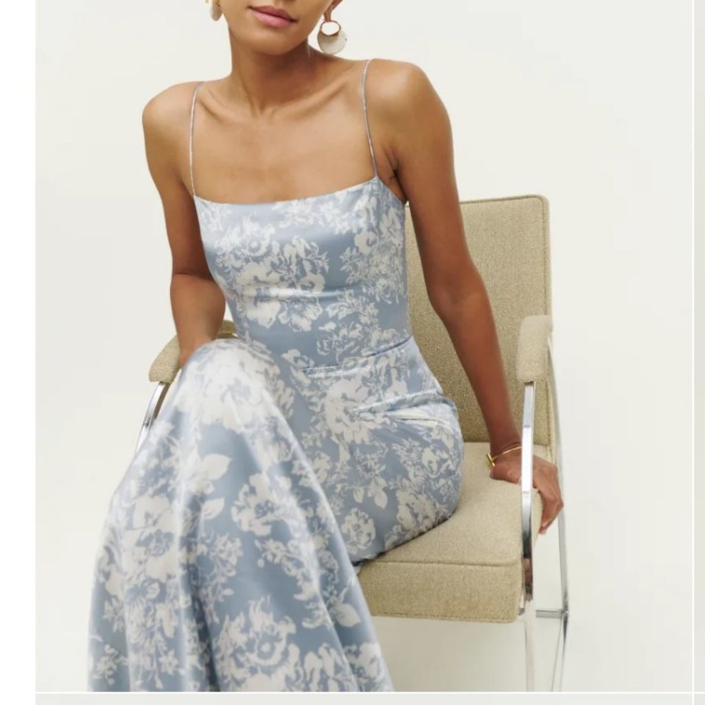 Reformation Frankie Silk Dress in Porcelain | On Sale - Picture 6 of 15